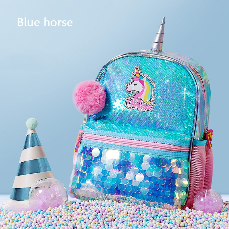 Sunveno Children's Backpack for Girls Pre-School Bag for Kindergarten Elementary - Reversible Sequin,Unicorn ,Lightweight Gift