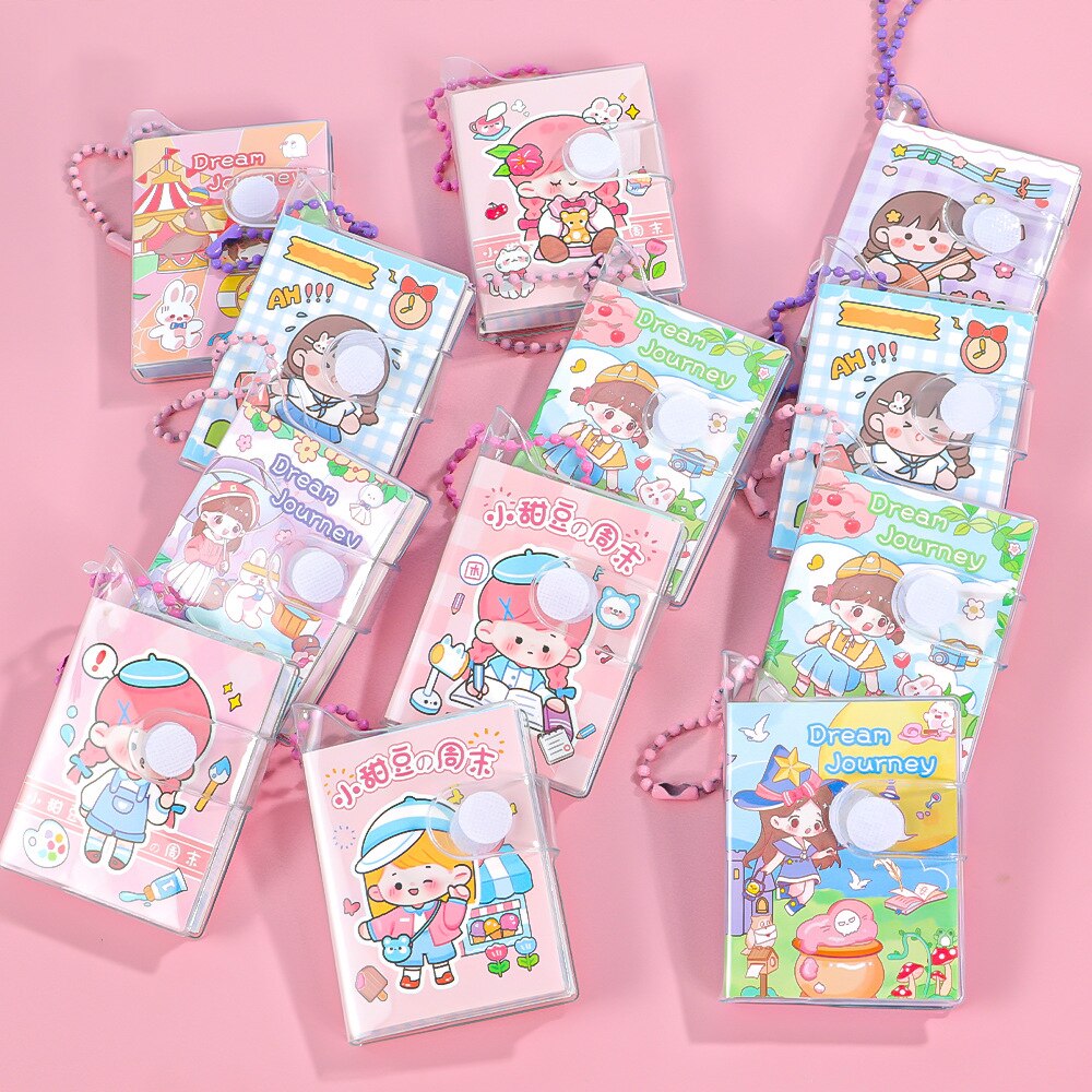 2pcs Cute Mini Notebook Kawaii Color Page Diary Agenda Planner Korean Stationery Journal Notepad Kids Gifts Office Supplies