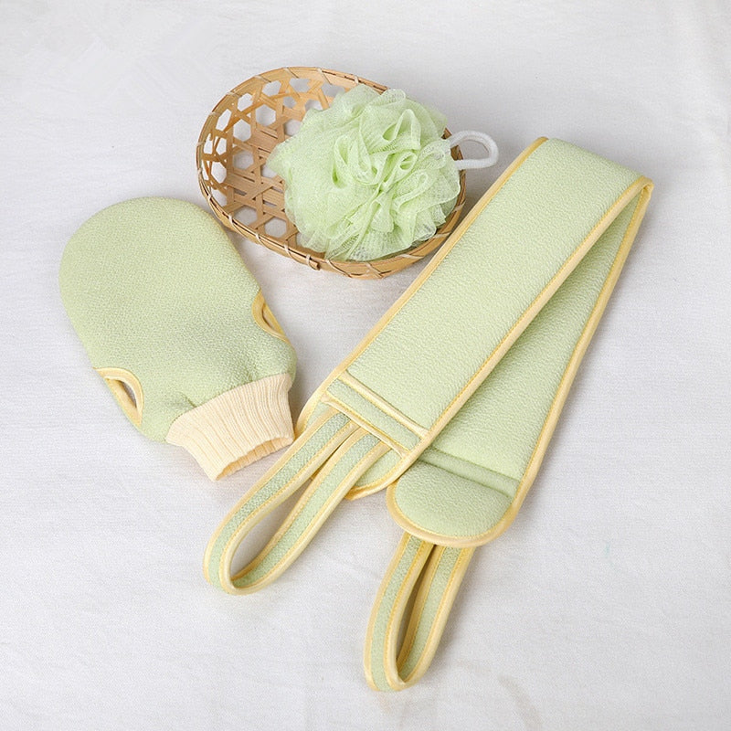 3Pcs/Set Body Cleaning Washcloth Soft Brush Home Hotel Bathroom Shower Ball Back Scrubber Set Exfoliating Skin Towel Bath Gloves