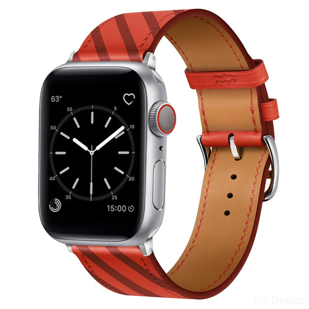 Leather Strap For Apple Watch Band 49mm 44mm 40mm 41mm 38mm 42 Single Tour Bracelet Correa iWatch Ultra Serie 3 4 6 SE 7 8 45mm