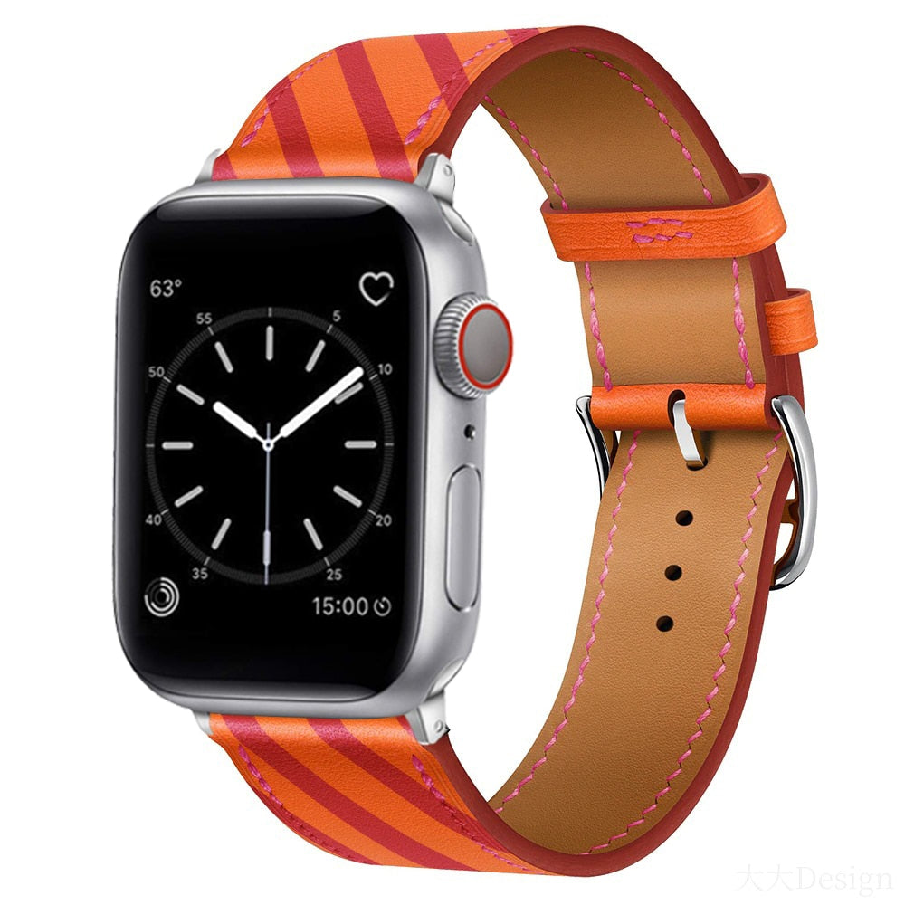 Leather Strap For Apple Watch Band 49mm 44mm 40mm 41mm 38mm 42 Single Tour Bracelet Correa iWatch Ultra Serie 3 4 6 SE 7 8 45mm