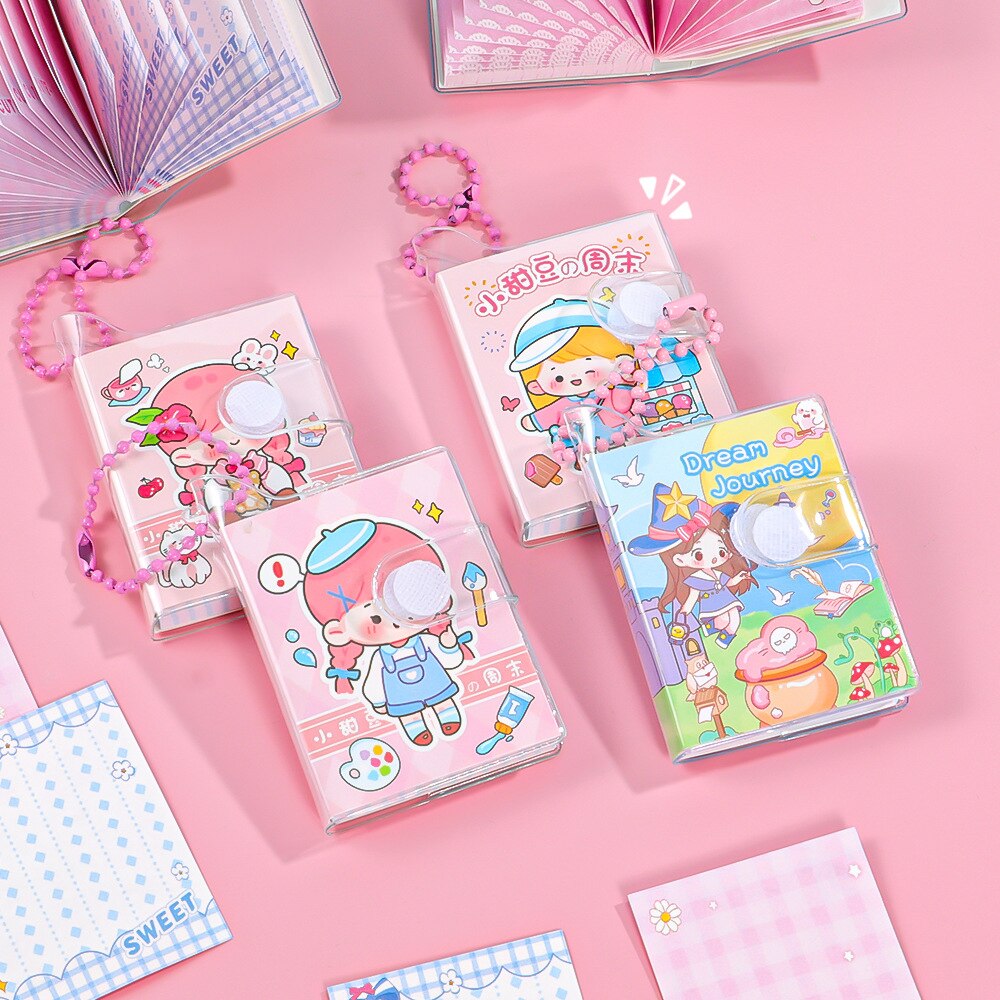 2pcs Cute Mini Notebook Kawaii Color Page Diary Agenda Planner Korean Stationery Journal Notepad Kids Gifts Office Supplies