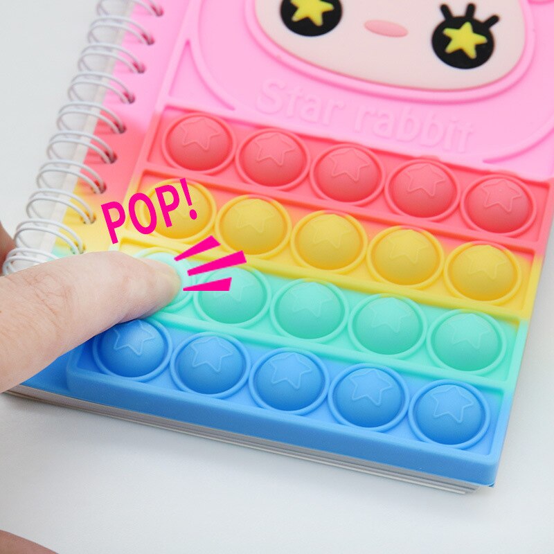 Kawaii Notebook Pop Its Notebook Silicone Pop Cover Note Pads Fidget Sensory Toys Mini Journal School Supplies Kids Stationery