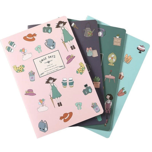 4 pcs/Lot A5 Notebook 30 Sheets Kawaii Stationery Cute Notepad Diary Book Journal Record Office School Supplies For Kids Gifts