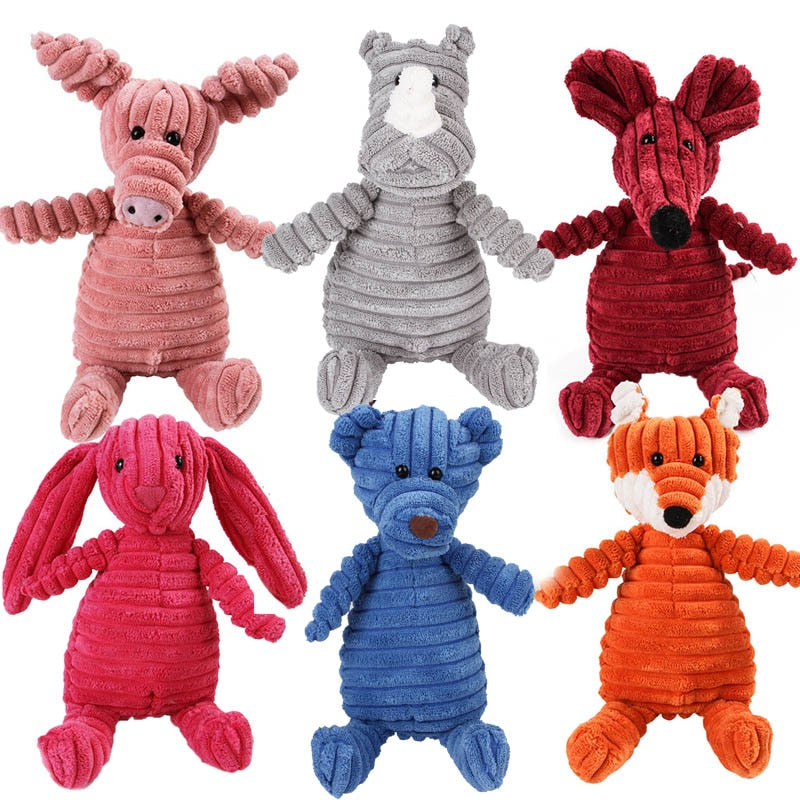 Corduroy Dog Toys for Small Large Dogs Animal Plush Dog Squeaky Toy Puppy Chew Toys Bite Resistant Pet Toy For Dogs Squeaker