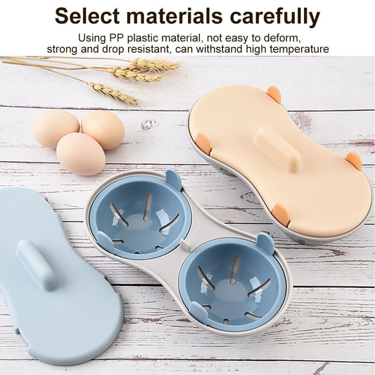 Microwave Double Egg Poacher Maker Poached Eggs Cooker Steamer Kitchen Gadget Dishwasher Heat Resistant Microwave Egg Poacher