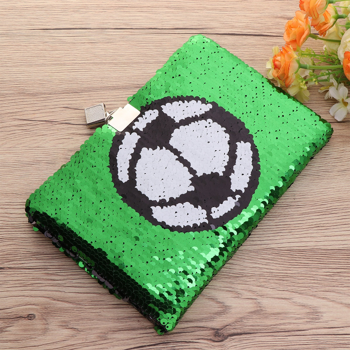 Lock Notebook Journal Diary Sequin Boys Girls Football Notepad Key Planner Soccer Girl Daily Women Journals Kids Student Pattern