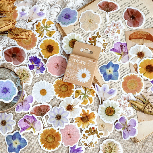 46pcs/set Autumn Flower Stickers Kawaii Stationery Papeleria  Scrapbookin Journal Notebook Decoration Sticker Album Gift Kids