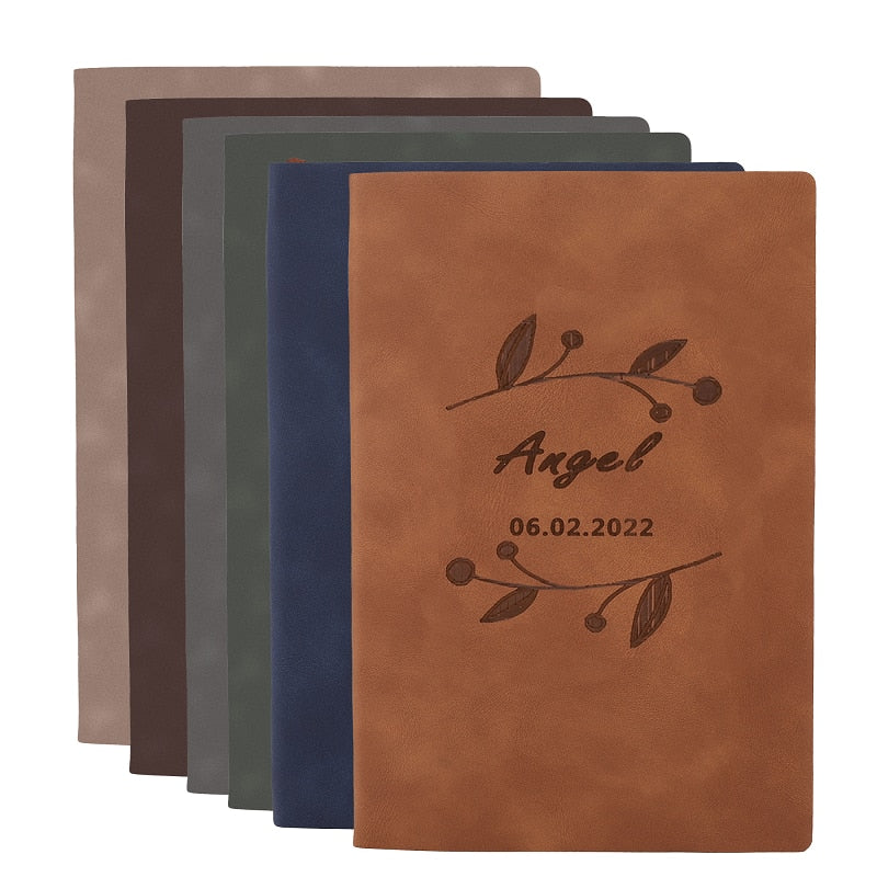 Customized DIY Leather Notebooks Soft Cover Business A5 Journals for Journal Personalized Graduation School Starts Kids Gifts