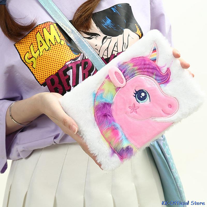 Kawaii Unicorn Plush A5 Notebook Kids Fluffy Daily Planner Journal Book Plush Personal Diary Stationery Friend Teacher Gifts