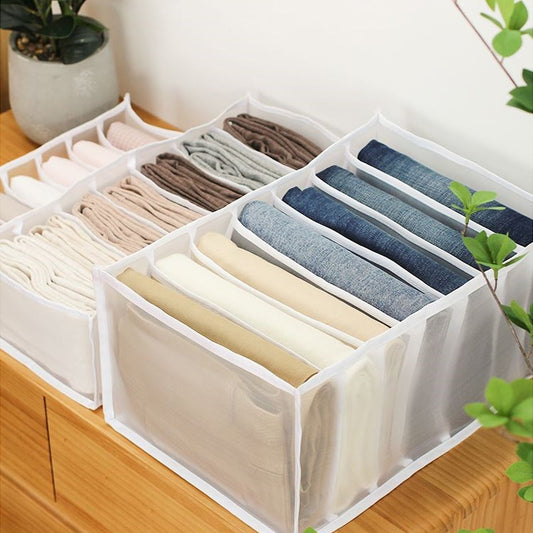 Jeans Compartment Storage Box Closet Clothes Drawer Mesh Separation Box Stacking Pants Drawer Divider Can Washed Home Organizer